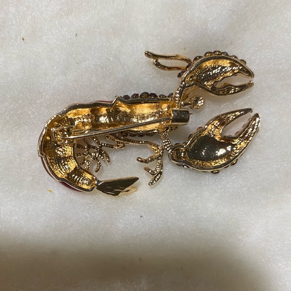 Vintage red glass crystal lobster brooch - Picture 3 of 3